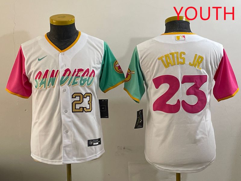 Youth San Diego Padres #23 Tatis jr White City Edition 2025 Nike MLB Jersey style 5